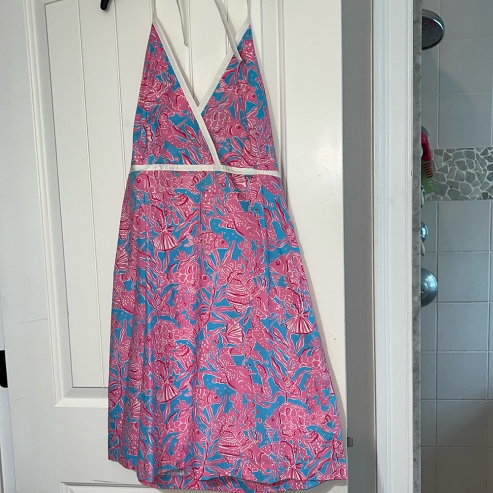 Lilly Pulitzer size 14, NWT, SF home. 100% cotton halter Britt dress poplin